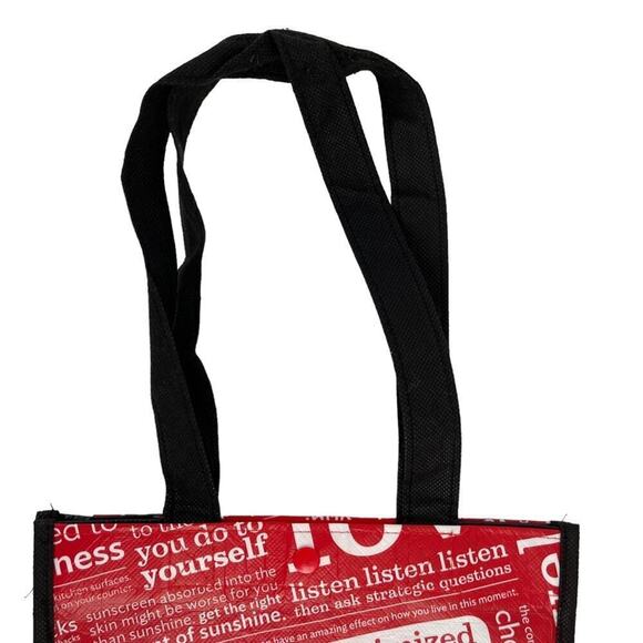 Lululemon Friends are More Important Than Money Shopping Tote Bag Red Black - Picture 2 of 14